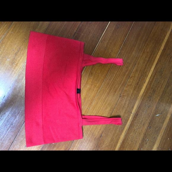 Red ribbed Out From Under cropped tank top - Picture 3 of 4